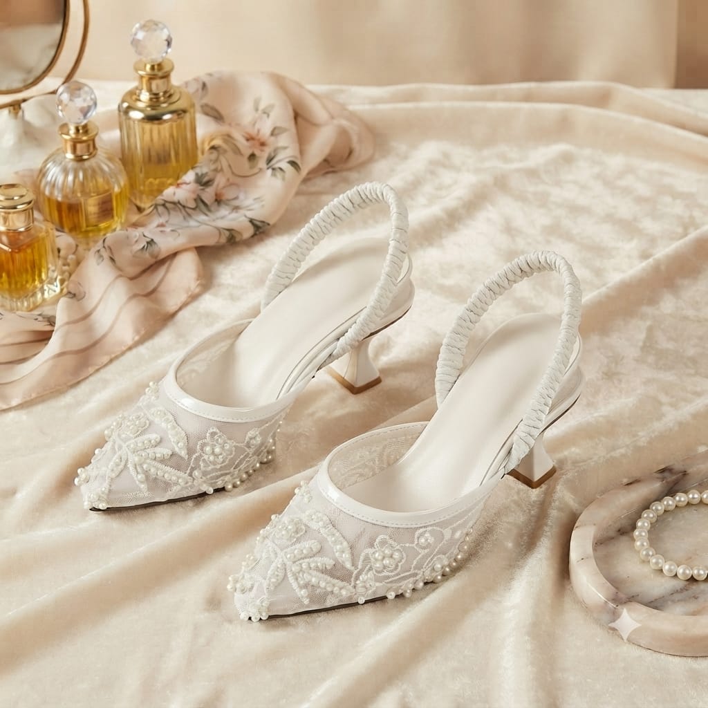 Zara Embroidery Slingback Heels