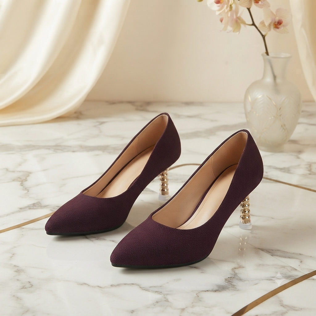 Gilded Shimmer Court Shoe with aura Metllic Heel