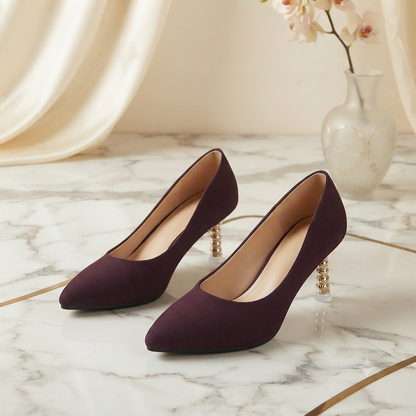 Gilded Shimmer Court Shoe with aura Metllic Heel