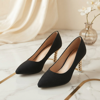 Gilded Shimmer Court Shoe with aura Metllic Heel