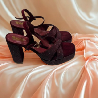 Elegant Bridal Strappy Sandals for Women – Comfortable Block Heel Party & Wedding Footwear