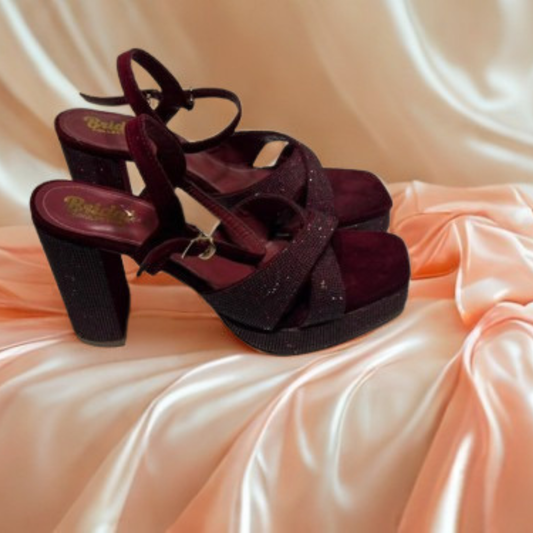 Elegant Bridal Strappy Sandals for Women – Comfortable Block Heel Party & Wedding Footwear