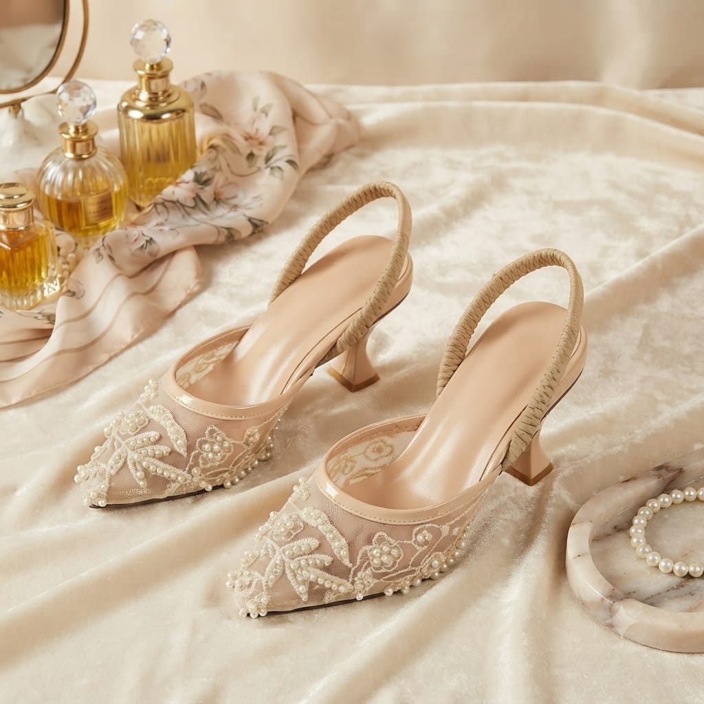 Zara Embroidery Slingback Heels