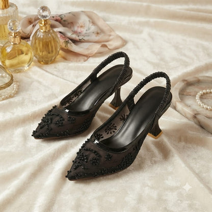 Zara Embroidery Slingback Heels