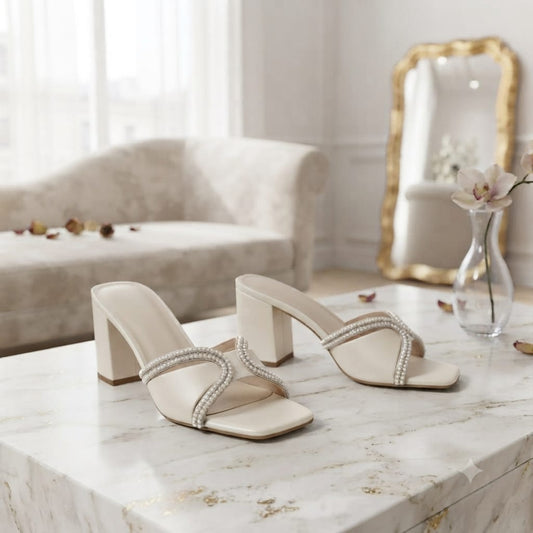 Pearl Block Heel Mules