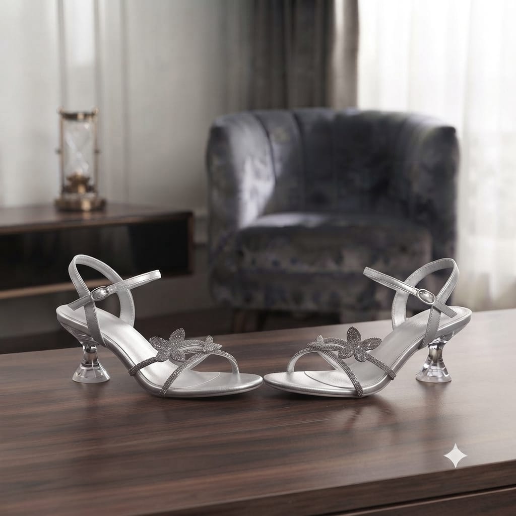 Ankle Strap Rhinestone Butterfly Heels