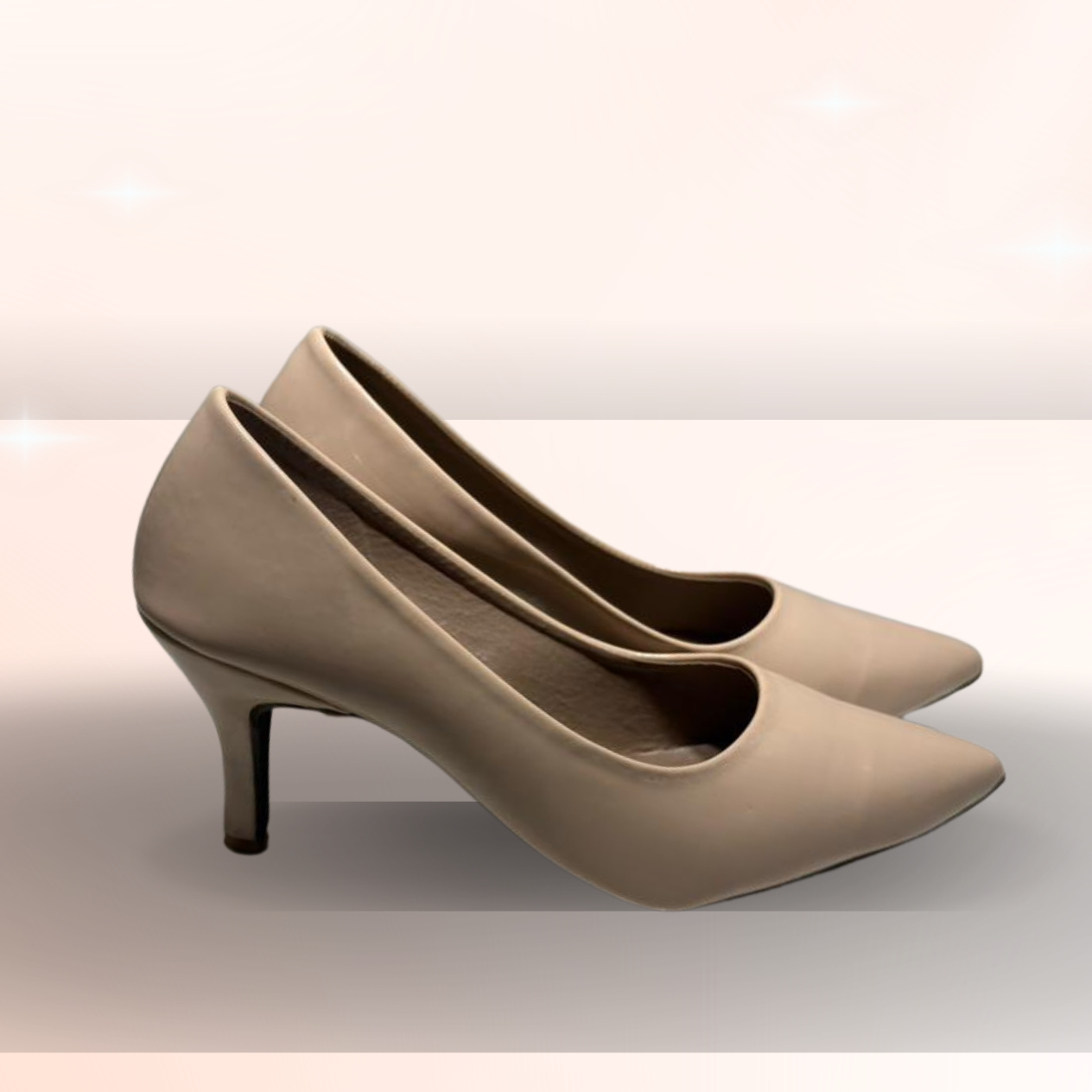 Elegant Nude Pointed-Toe Mid-Heel Pumps for Women – Classic Office & Party Wear Shoes