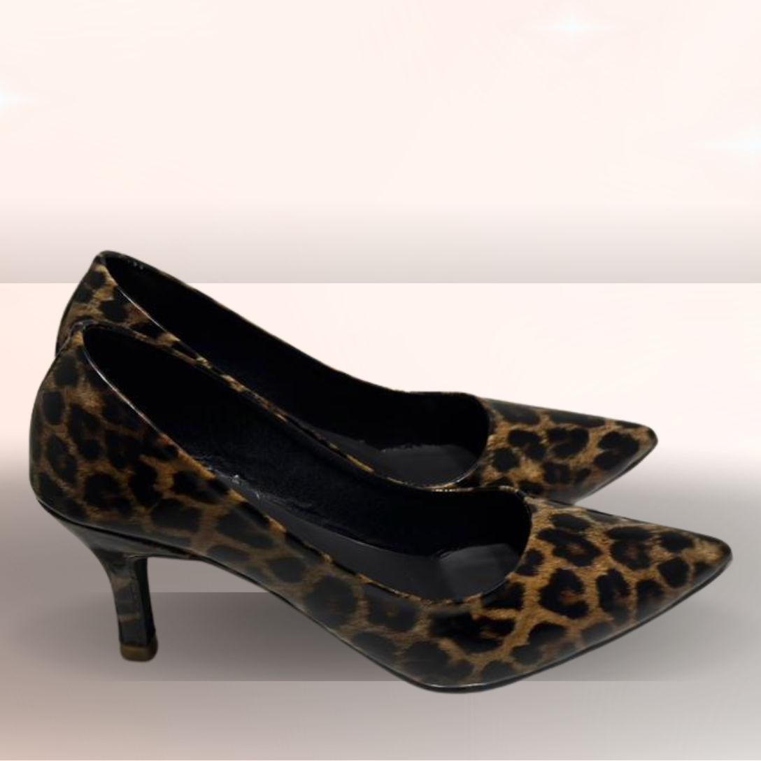 Leopard Print Mid-Heel Pumps for Women – Stylish Pointed Toe Dress Shoes