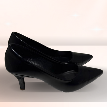 Elegant Black Patent Leather Pointed-Toe High Heel Pumps for Women