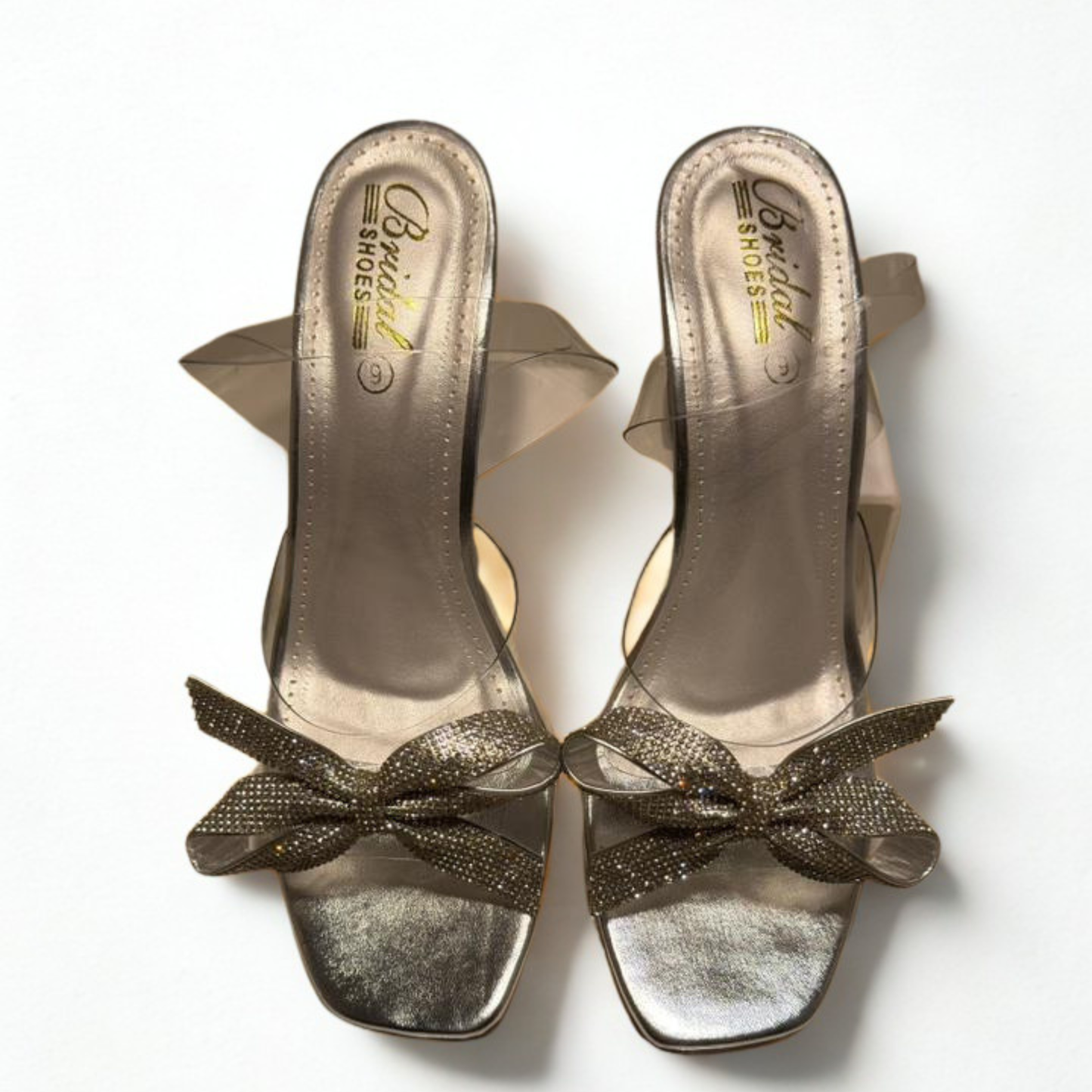 Elegant Gold Bridal High Heel Sandals with Sparkling Bow Accent – Perfect Wedding & Party Footwear