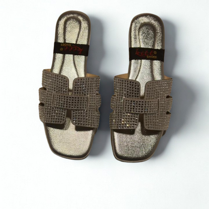 Elegant Women's Slip-On Sandals with Rhinestone Detailing – Comfortable & Stylish Summer Footwear