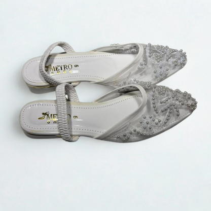 Metro Bridal Shoes with Elegant Silver Embellishments – Perfect for Weddings & Special Occasions