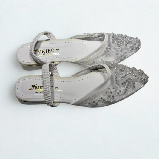 Metro Bridal Shoes with Elegant Silver Embellishments – Perfect for Weddings & Special Occasions