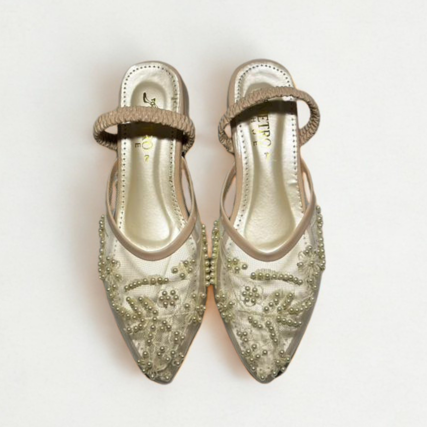 Metro Bridal Shoes with Elegant Silver Embellishments – Perfect for Weddings & Special Occasions