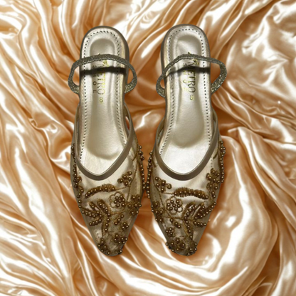 Metro Bridal Shoes with Elegant Silver Embellishments – Perfect for Weddings & Special Occasions