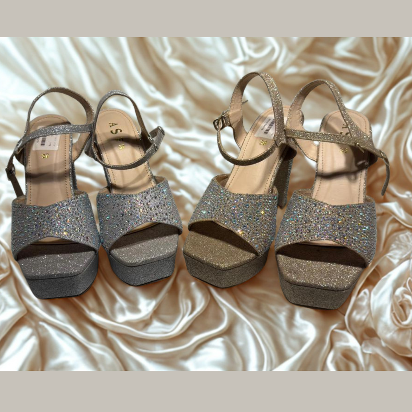 Sparkly Glitter Platform Wedge Sandals for Women – Stylish Ankle Strap Party Heels