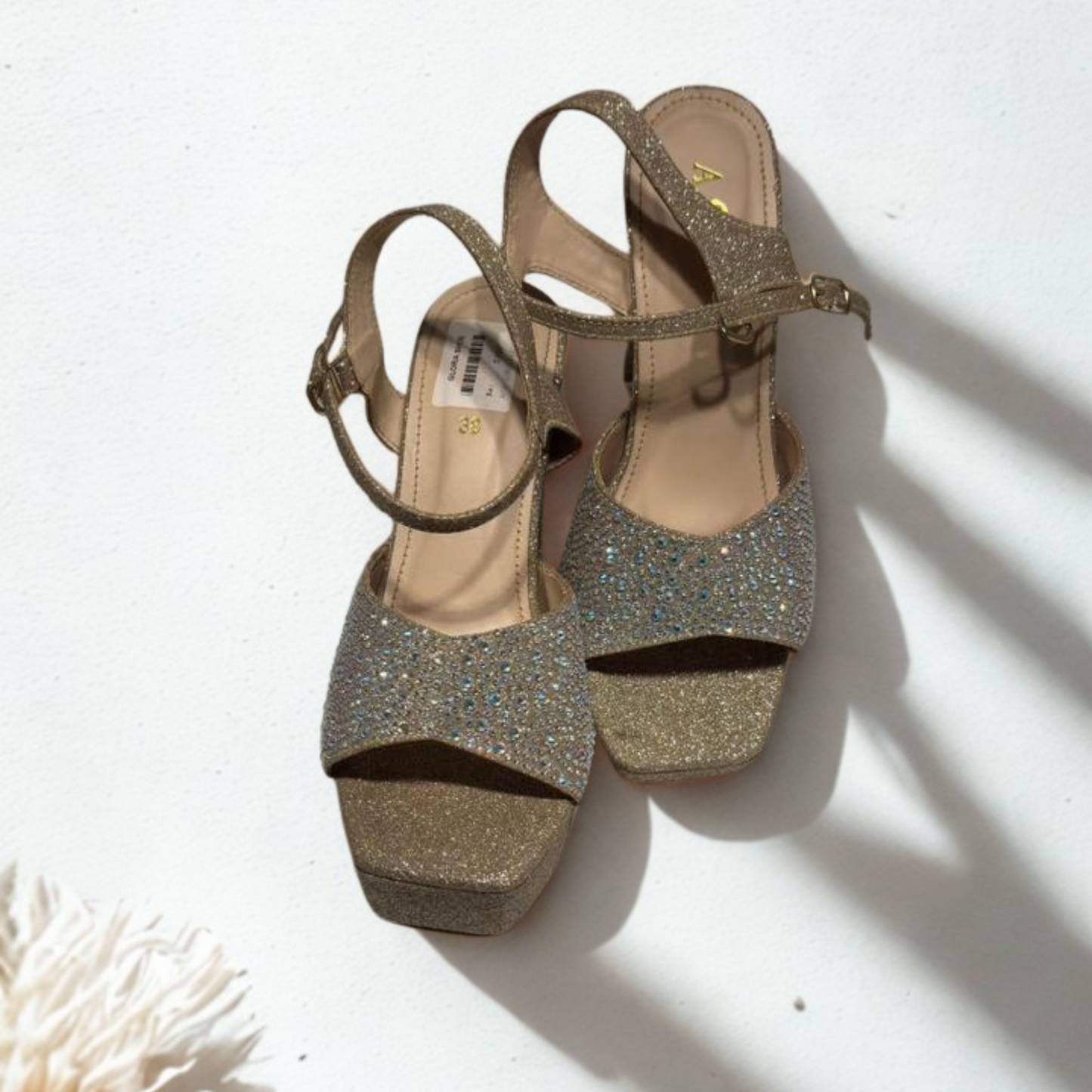 Sparkly Glitter Platform Wedge Sandals for Women – Stylish Ankle Strap Party Heels