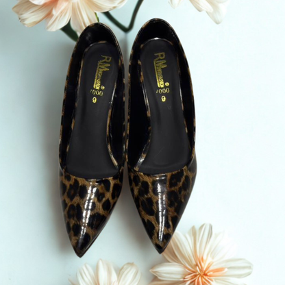 Leopard Print Mid-Heel Pumps for Women – Stylish Pointed Toe Dress Shoes