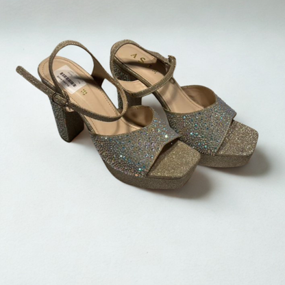 Sparkly Glitter Platform Wedge Sandals for Women – Stylish Ankle Strap Party Heels