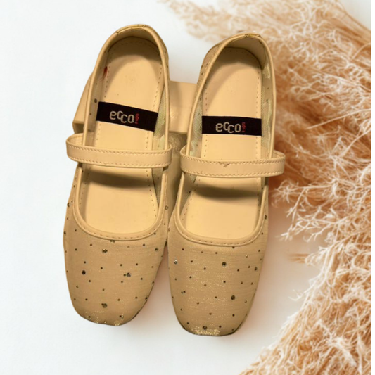 Ecco Beige Ballet Flats for Women – Stylish Polka Dot Design, Comfortable Everyday Wear